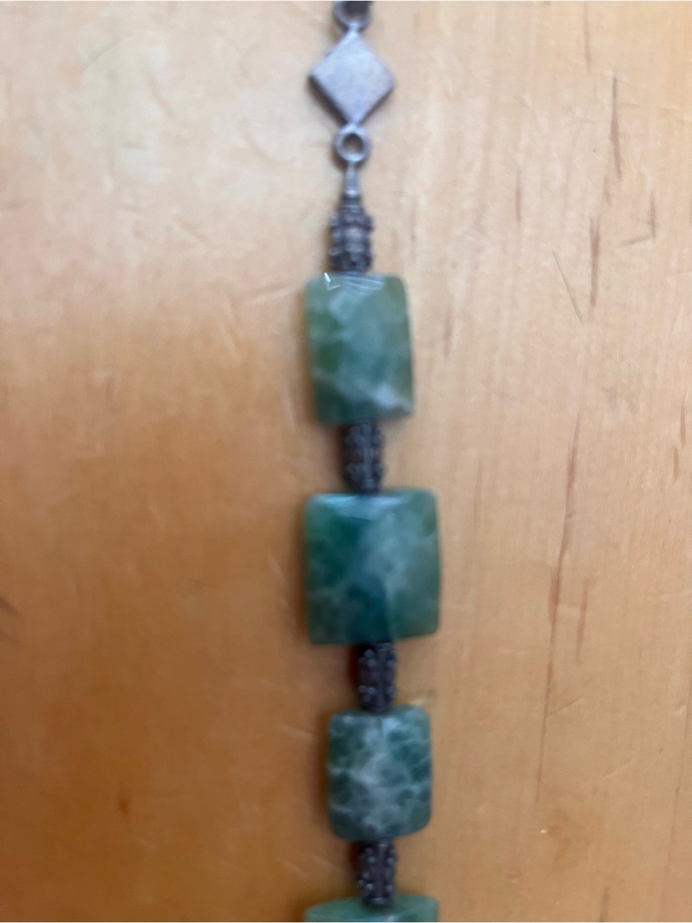 Green Square Stone Pendant Necklace for Women